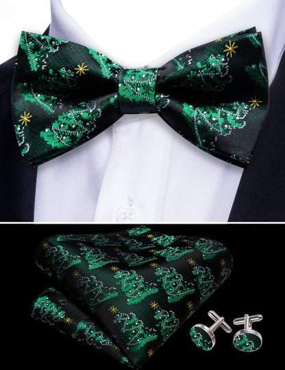 Green Xmas Tree Bow Tie Set bow ties    - Sophisticated Gentlemen