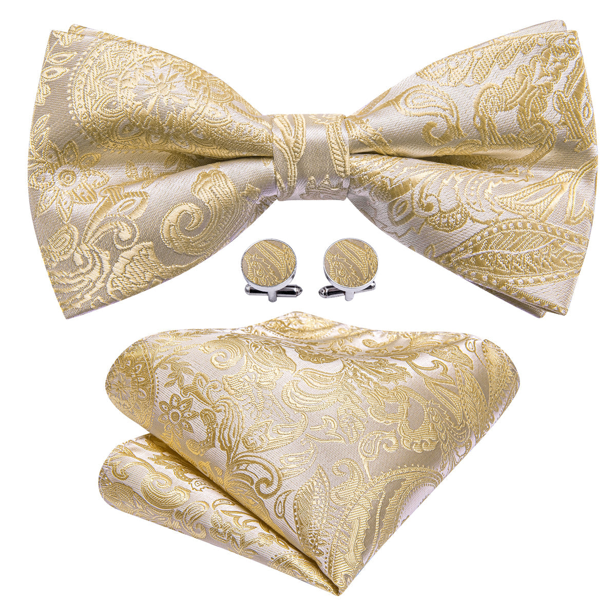 Cream Paisley Bow Tie Set bow ties    - Sophisticated Gentlemen