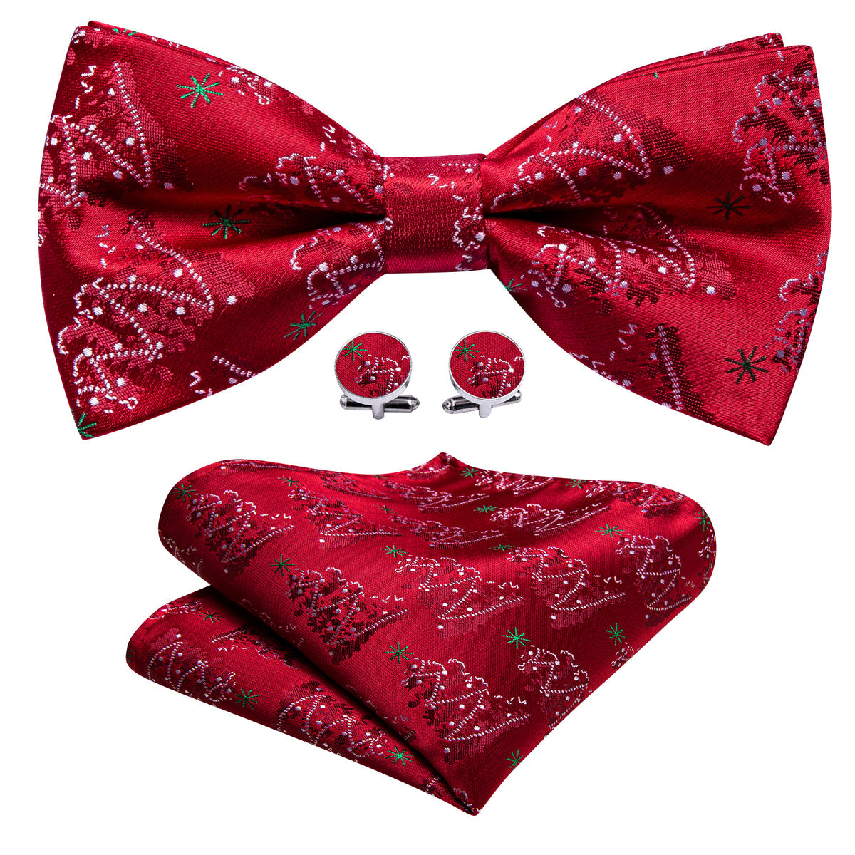 Red White Xmas Tree Bow Tie Set bow ties    - Sophisticated Gentlemen