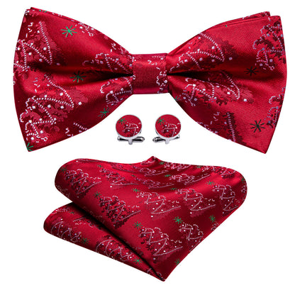 Red White Xmas Tree Bow Tie Set bow ties    - Sophisticated Gentlemen