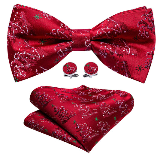 Red White Xmas Tree Bow Tie Set bow ties    - Sophisticated Gentlemen