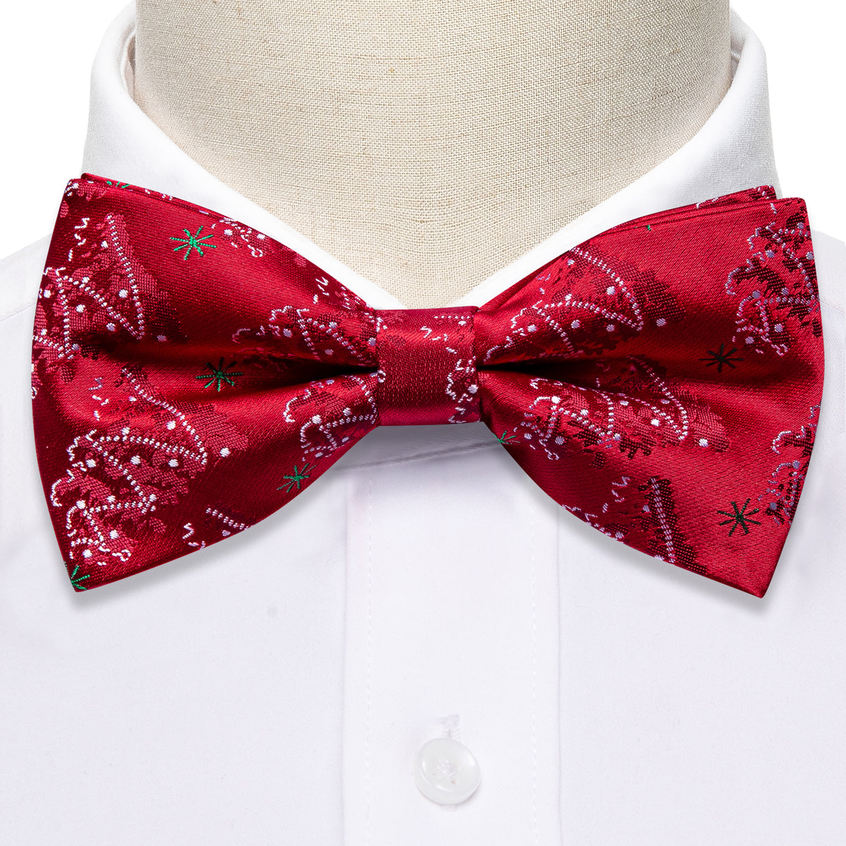 Red White Xmas Tree Bow Tie Set bow ties    - Sophisticated Gentlemen