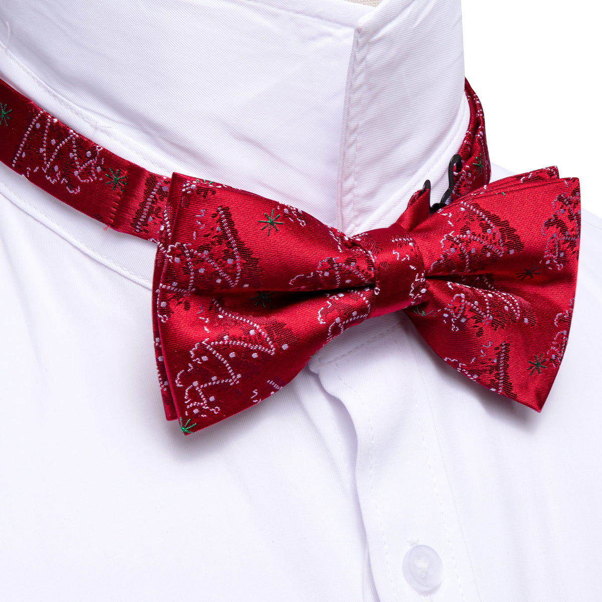 Red White Xmas Tree Bow Tie Set bow ties    - Sophisticated Gentlemen