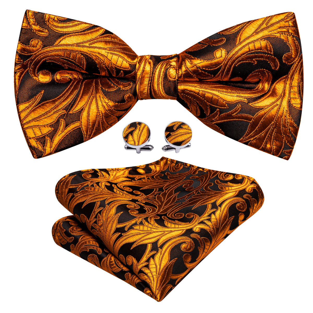 Brown Orange Floral Bow Tie Set bow ties    - Sophisticated Gentlemen