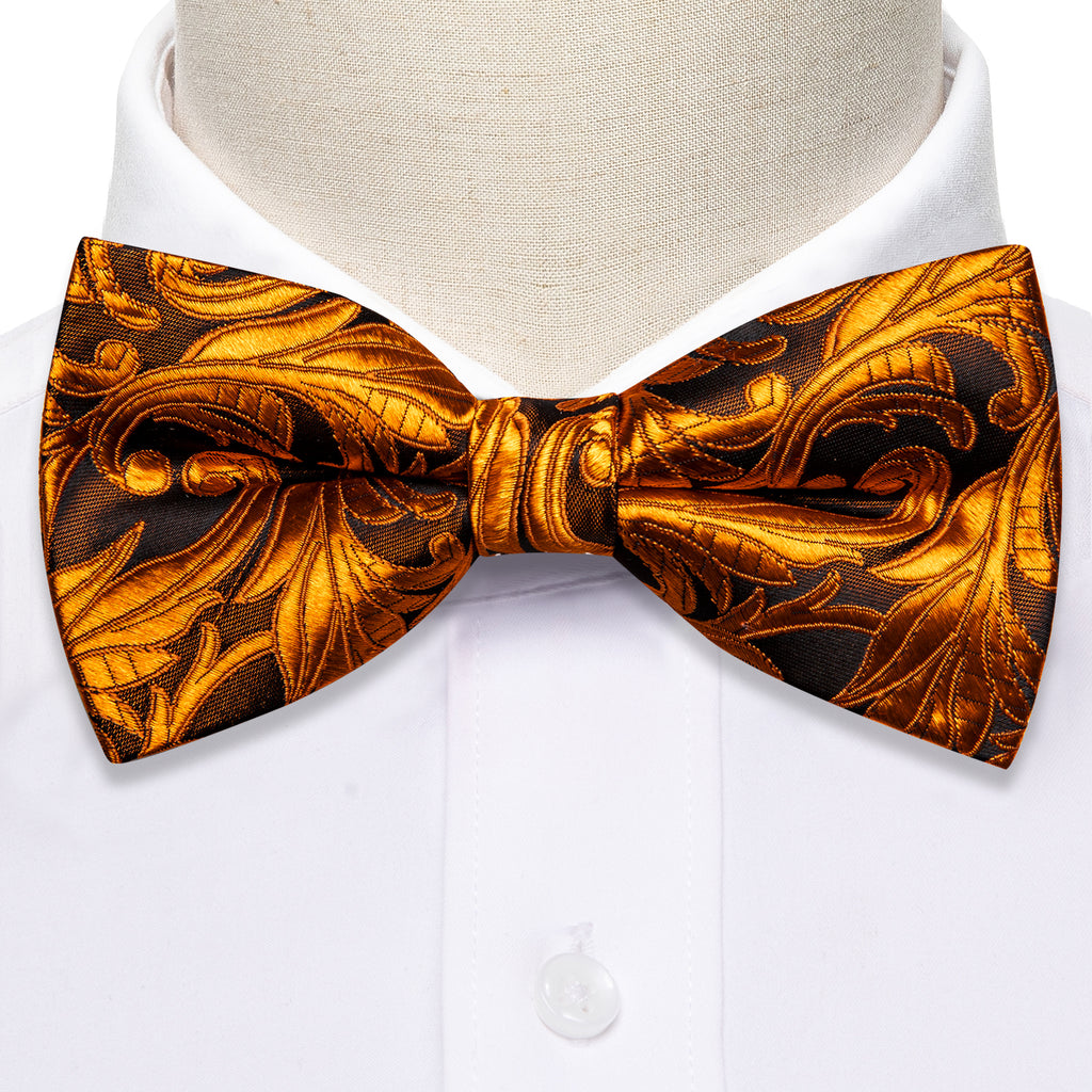Brown Orange Floral Bow Tie Set bow ties    - Sophisticated Gentlemen