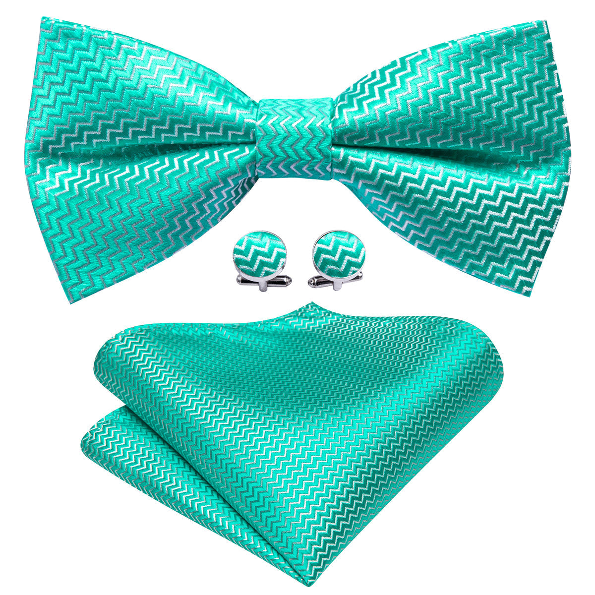 Teal Green Aqua Curve Bow Tie Set bow ties    - Sophisticated Gentlemen