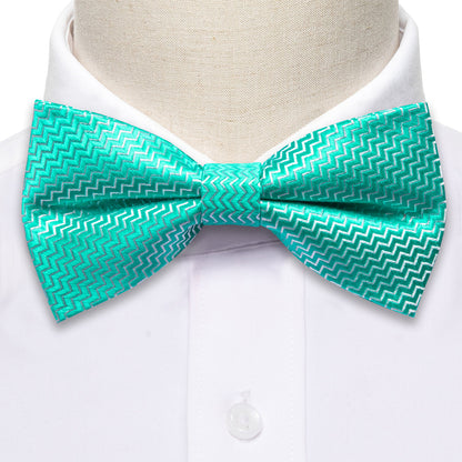 Teal Green Aqua Curve Bow Tie Set bow ties    - Sophisticated Gentlemen