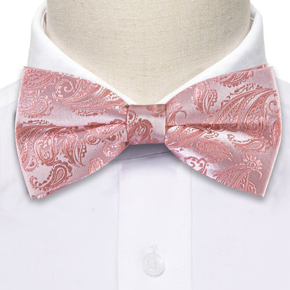 Pink Paisley Silk Bow Tie Set bow ties    - Sophisticated Gentlemen