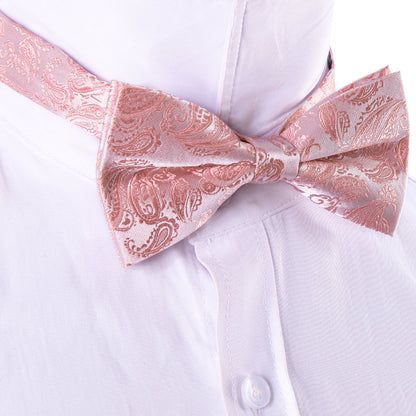 Pink Paisley Silk Bow Tie Set bow ties    - Sophisticated Gentlemen