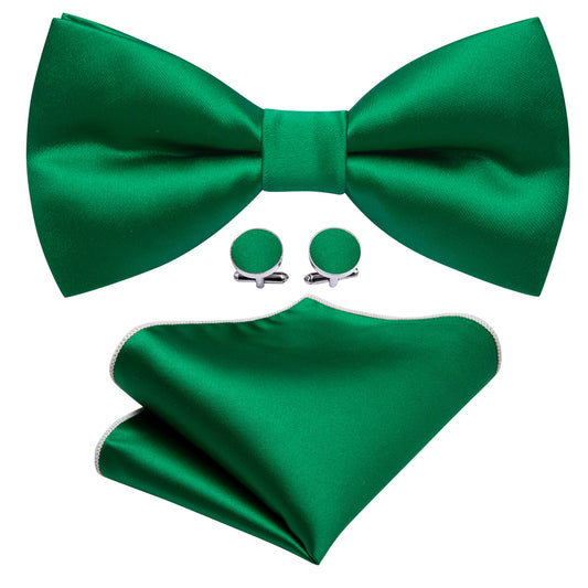 Grass Green Solid Silk Bow Tie Set bow ties    - Sophisticated Gentlemen