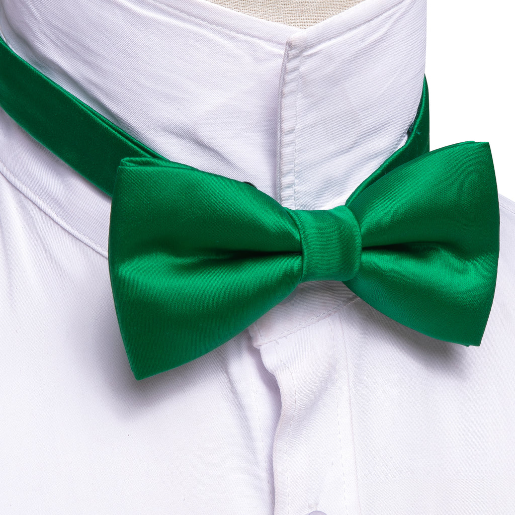 Grass Green Solid Silk Bow Tie Set bow ties    - Sophisticated Gentlemen