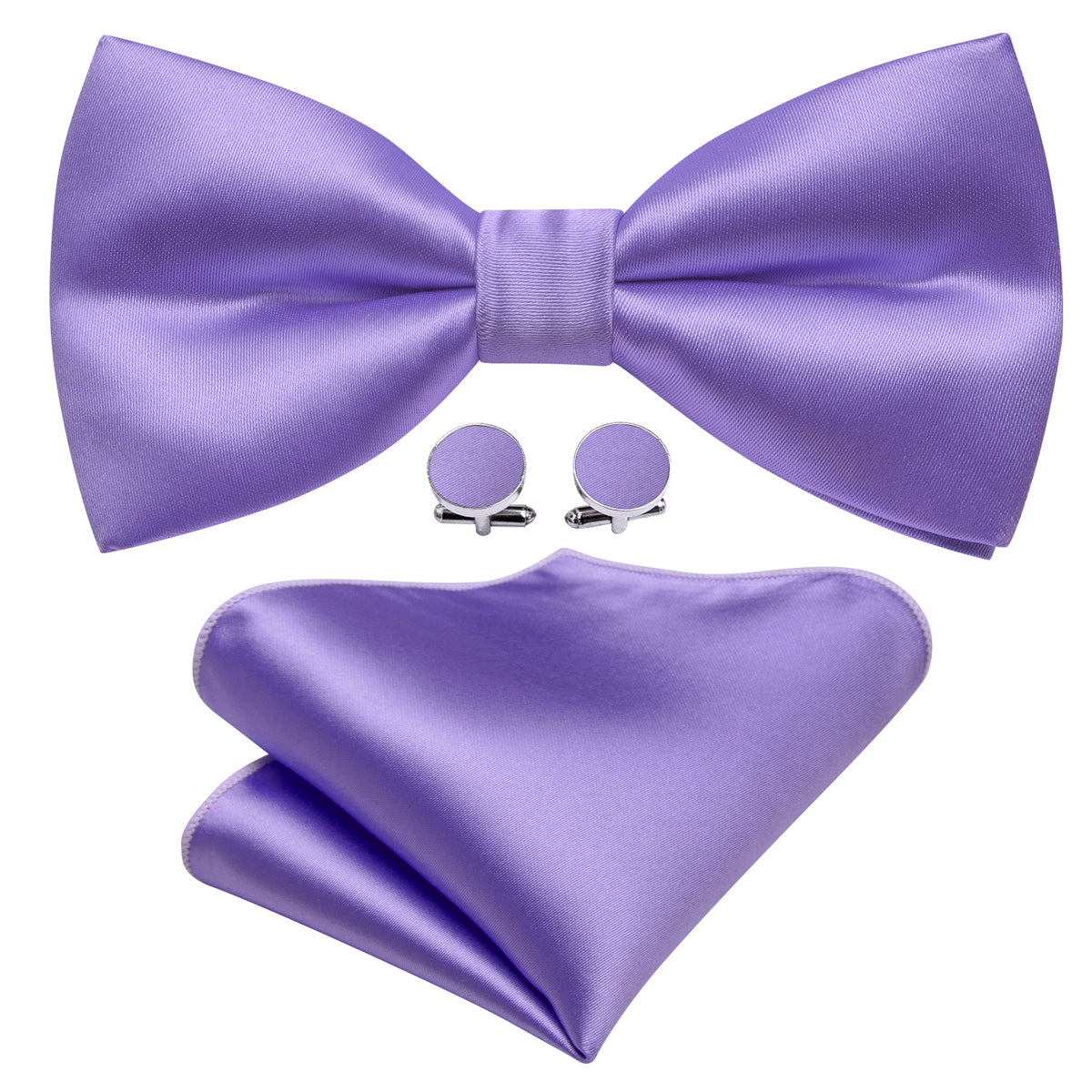 Purple Solid Silk Bow Tie Set bow ties    - Sophisticated Gentlemen