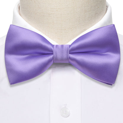 Purple Solid Silk Bow Tie Set bow ties    - Sophisticated Gentlemen