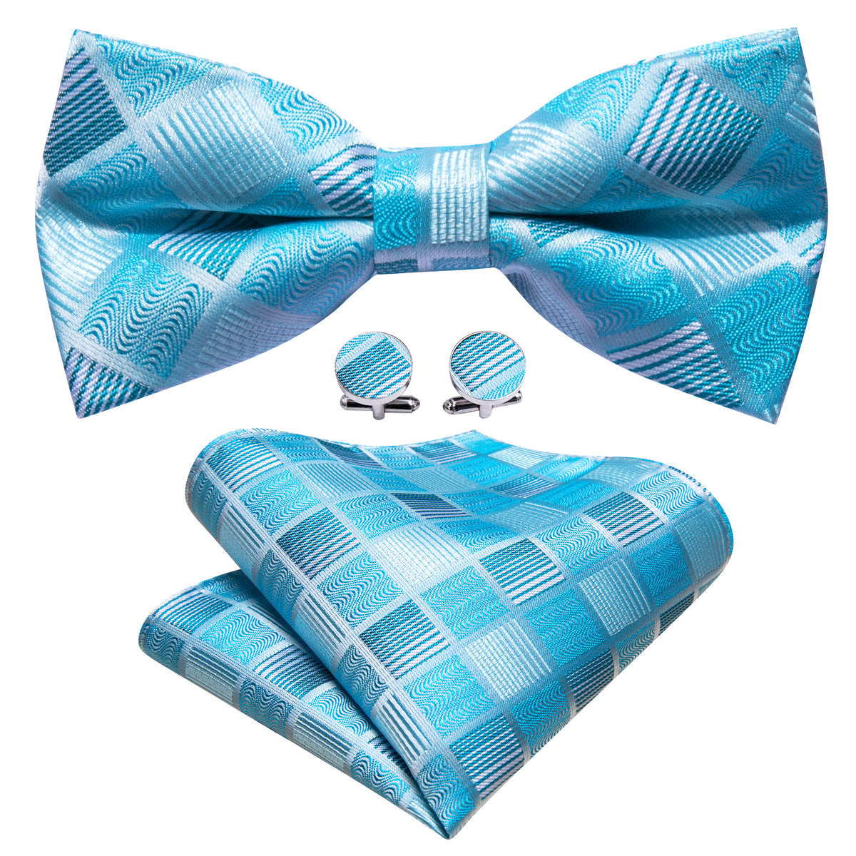 Blue Plaid Bow Tie Set bow ties    - Sophisticated Gentlemen