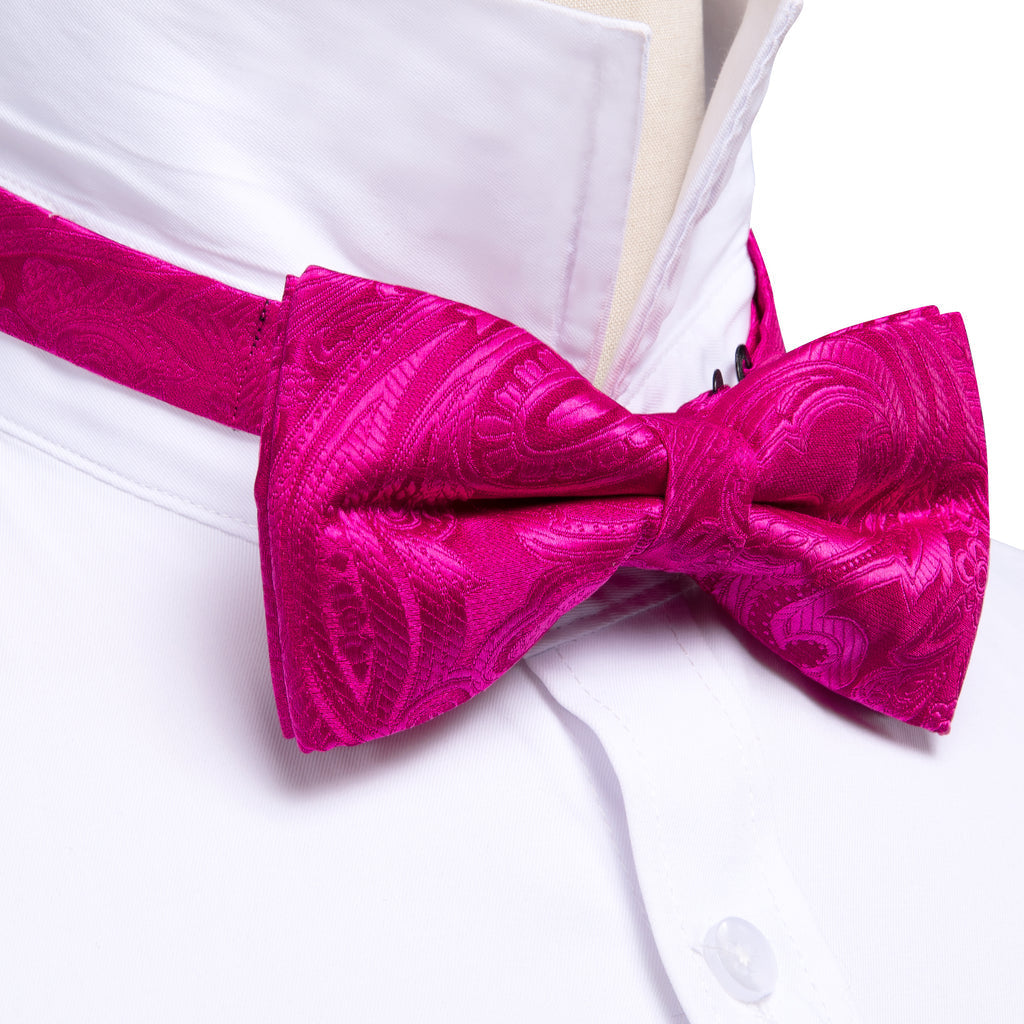 Rose Red Paisley Bow Tie Set bow ties    - Sophisticated Gentlemen