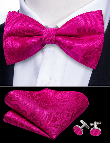 Rose Red Paisley Bow Tie Set bow ties    - Sophisticated Gentlemen