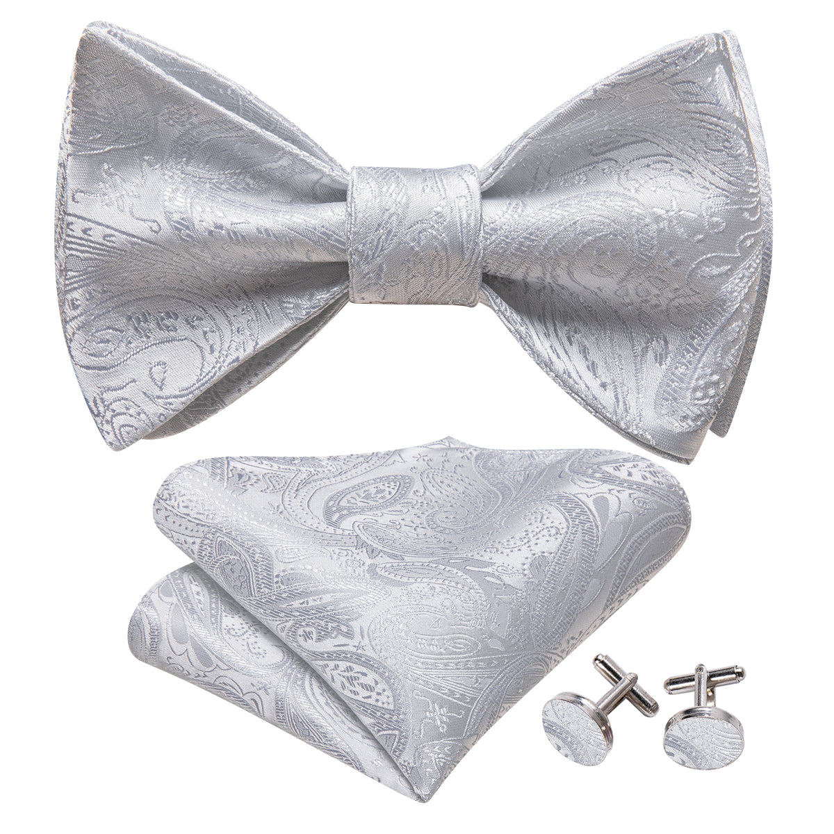 White Paisley Bow Tie Set bow ties    - Sophisticated Gentlemen