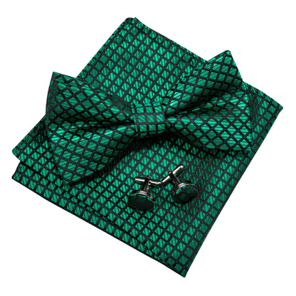 Green Plaid Bow Tie Set bow ties    - Sophisticated Gentlemen