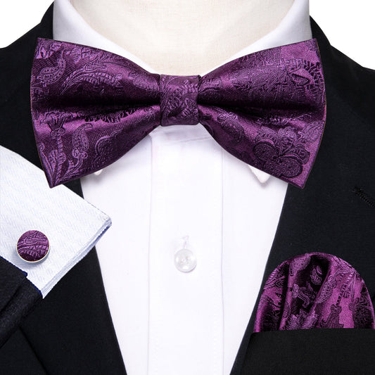 Purple Paisley Bow Tie Set bow ties    - Sophisticated Gentlemen