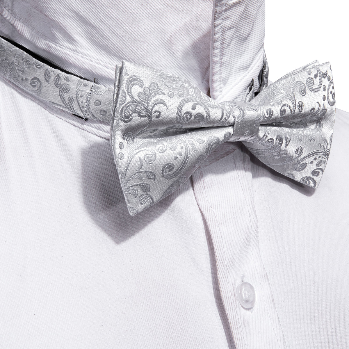 Silver Paisley Bow Tie Set bow ties    - Sophisticated Gentlemen