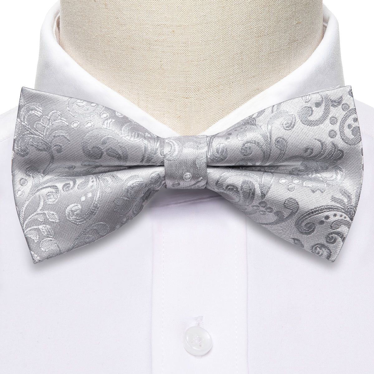 Silver Paisley Bow Tie Set bow ties    - Sophisticated Gentlemen