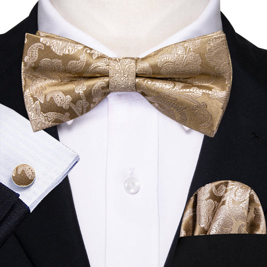 Gold Paisley Bow Tie Set bow ties    - Sophisticated Gentlemen