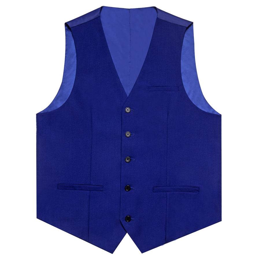 Klein Blue Solid Silk Men's Classic Vest Set vest set    - Sophisticated Gentlemen