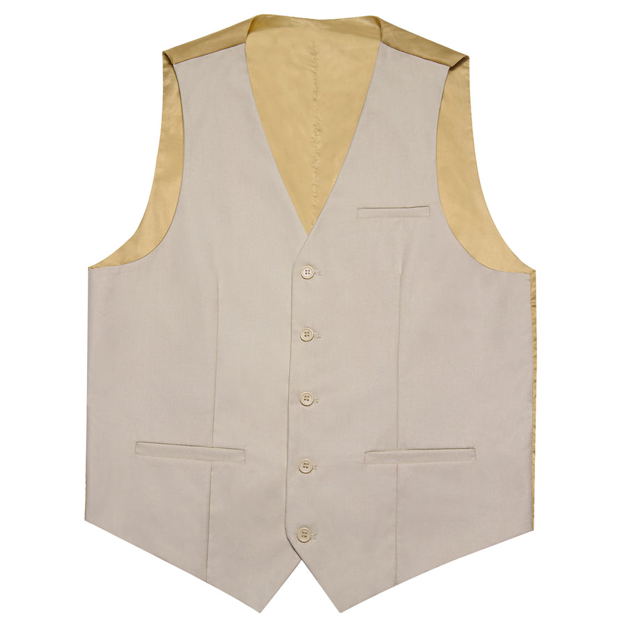 Champagne Solid Silk Men's Classic Vest Set vest set    - Sophisticated Gentlemen