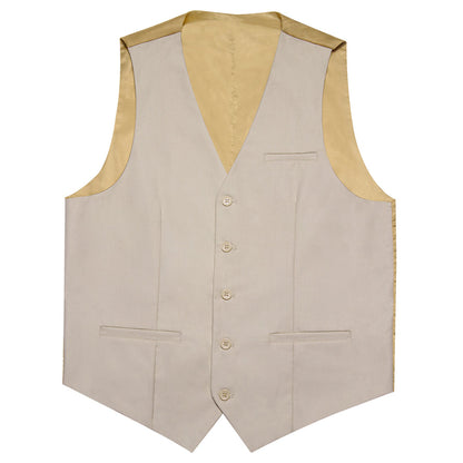 Champagne Solid Silk Men's Classic Vest Set vest set    - Sophisticated Gentlemen
