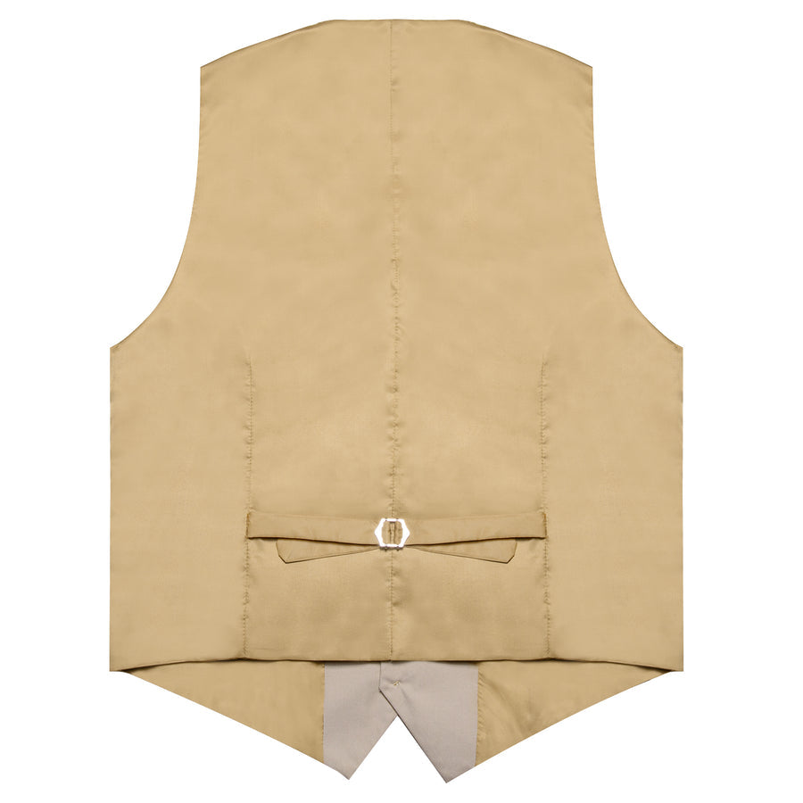 Champagne Solid Silk Men's Classic Vest Set vest set    - Sophisticated Gentlemen