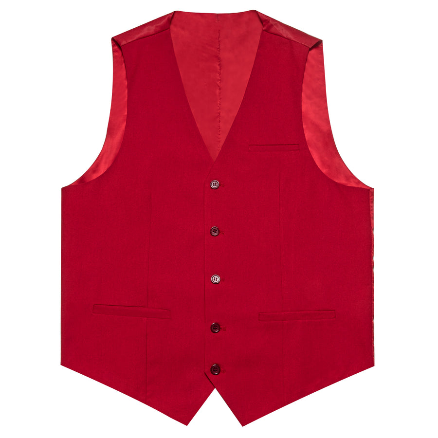 Red Solid Silk Men's Classic Vest vest set    - Sophisticated Gentlemen