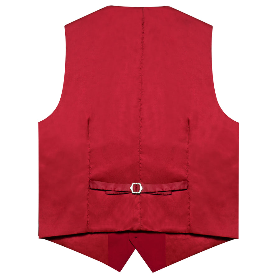 Red Solid Silk Men's Classic Vest vest set    - Sophisticated Gentlemen