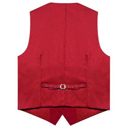 Red Solid Silk Men's Classic Vest vest set    - Sophisticated Gentlemen