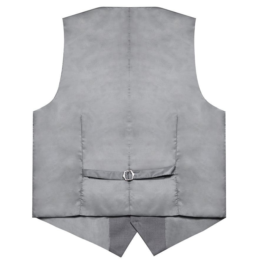 Grey Solid Silk Vest Set vest set    - Sophisticated Gentlemen