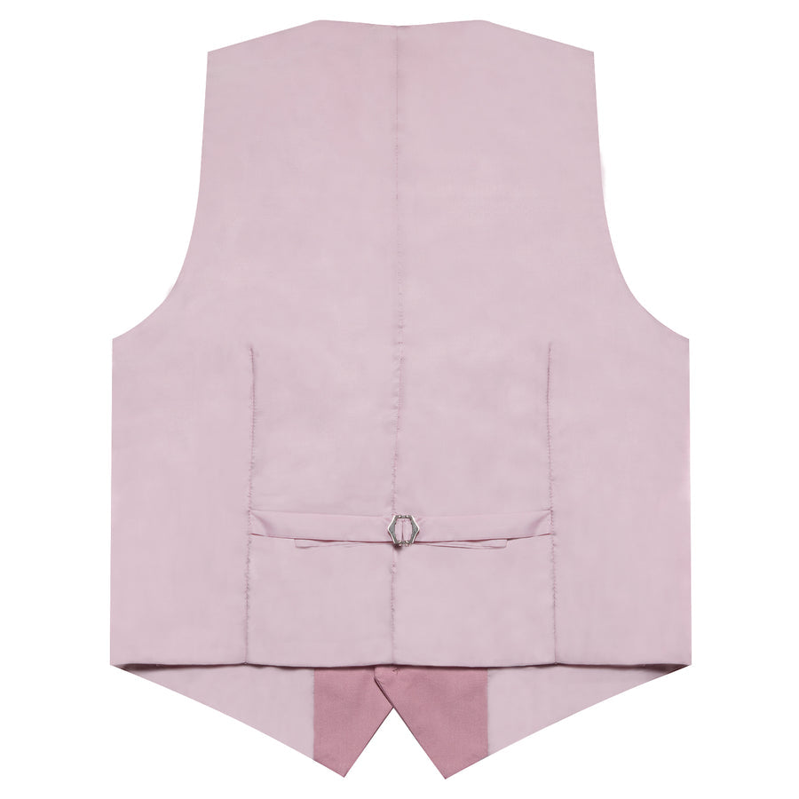 Pink Solid Silk Men's Classic Vest Set vest set    - Sophisticated Gentlemen