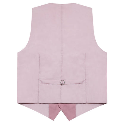 Pink Solid Silk Men's Classic Vest Set vest set    - Sophisticated Gentlemen