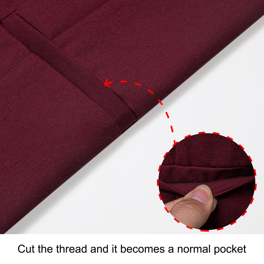 Dark Red Solid Silk Men's Classic Vest Set vest set    - Sophisticated Gentlemen