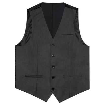 Dark Gray Solid Silk Men's Classic Vest Set vest set    - Sophisticated Gentlemen