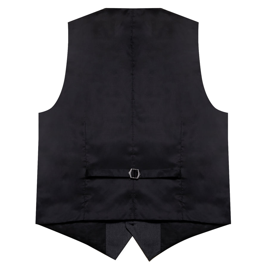 Dark Gray Solid Silk Men's Classic Vest Set vest set    - Sophisticated Gentlemen