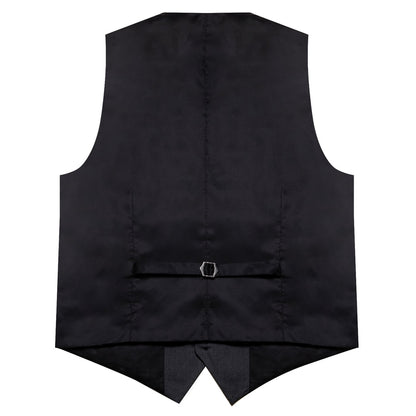 Dark Gray Solid Silk Men's Classic Vest Set vest set    - Sophisticated Gentlemen