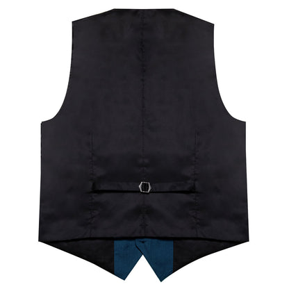 Denim Blue Solid Silk Men's Classic Vest Set vest set    - Sophisticated Gentlemen