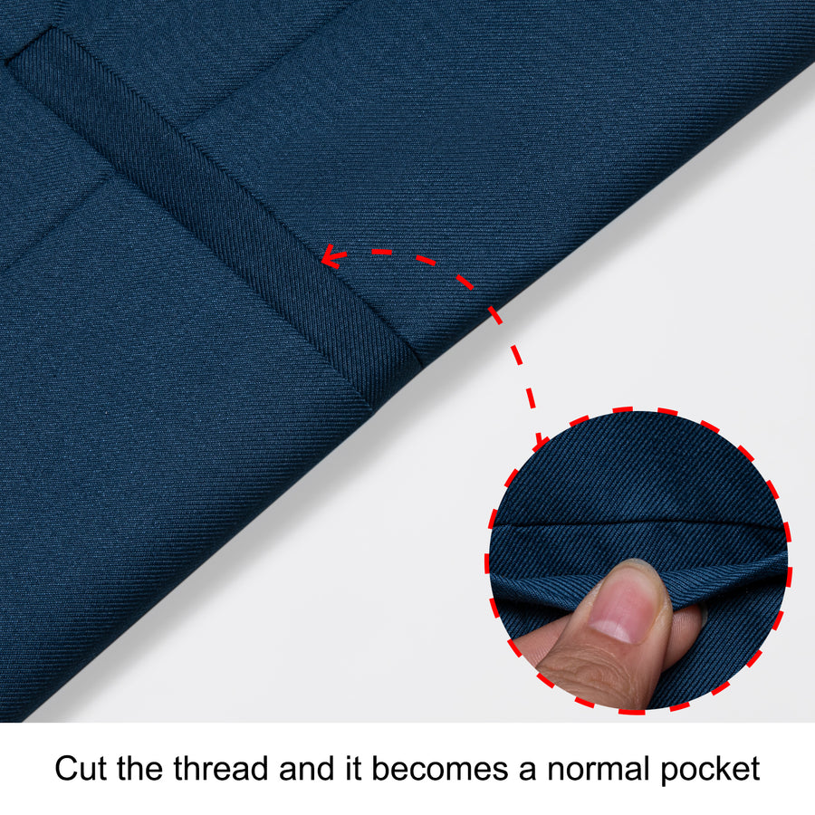 Denim Blue Solid Silk Men's Classic Vest Set vest set    - Sophisticated Gentlemen
