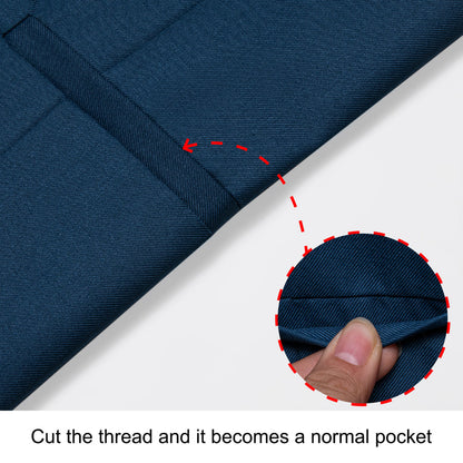 Denim Blue Solid Silk Men's Classic Vest Set vest set    - Sophisticated Gentlemen