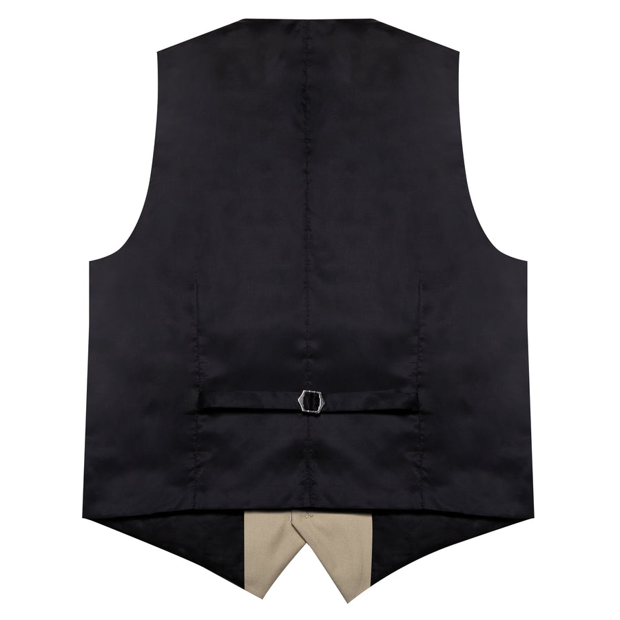 Khaki Yellow Solid Silk Vest Set vest set    - Sophisticated Gentlemen