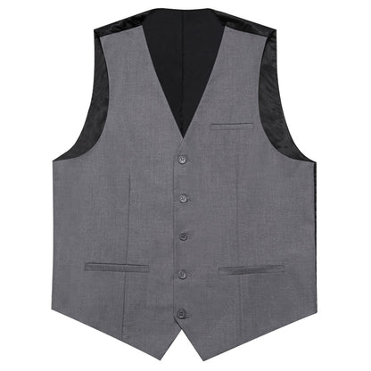 Gray Solid Silk Men's Classic Vest Set vest set    - Sophisticated Gentlemen