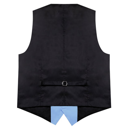 Sky Blue Solid Silk Men's Classic Vest Set vest set    - Sophisticated Gentlemen