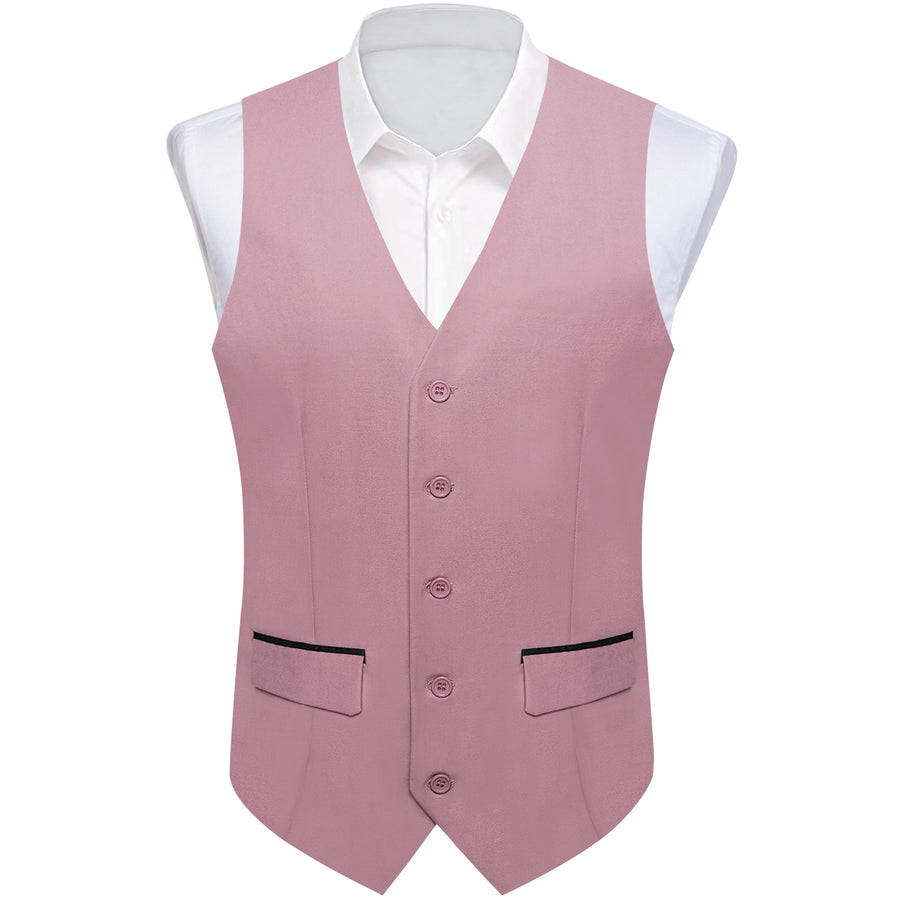 Deep Pink Solid Silk Vest Set vest set    - Sophisticated Gentlemen