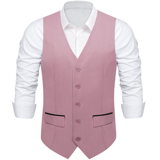 Deep Pink Solid Silk Vest Set vest set S (Chest 40")   - Sophisticated Gentlemen