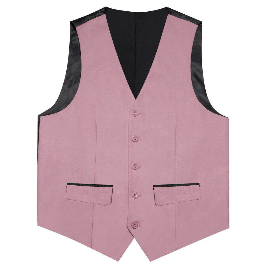 Deep Pink Solid Silk Vest Set vest set    - Sophisticated Gentlemen