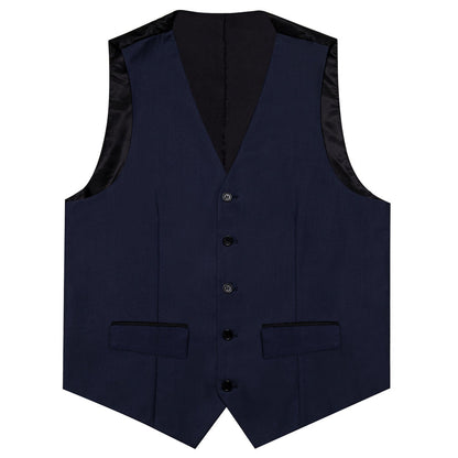 Navy Blue Solid Silk Men's Classic Vest Set vest set    - Sophisticated Gentlemen